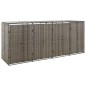vidaXL Cobertizo 4 contenedores de basura ratán PE gris 274x80x117 cm vidaXL Cobertizo 4 contenedores de basura ratán PE gris 274x80x117 cm