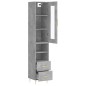 vidaXL Aparador de madera contrachapada gris hormigón 34,5x34x180 cm vidaXL Aparador de madera contrachapada gris hormigón 34,5x34x180 cm