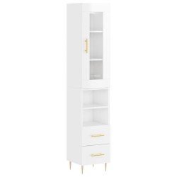 vidaXL Aparador alto madera contrachapada blanco brillo 34,5x34x180 cm
