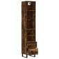 vidaXL Aparador de madera contrachapada roble ahumado 34,5x34x180 cm vidaXL Aparador de madera contrachapada roble ahumado 34,5x34x180 cm