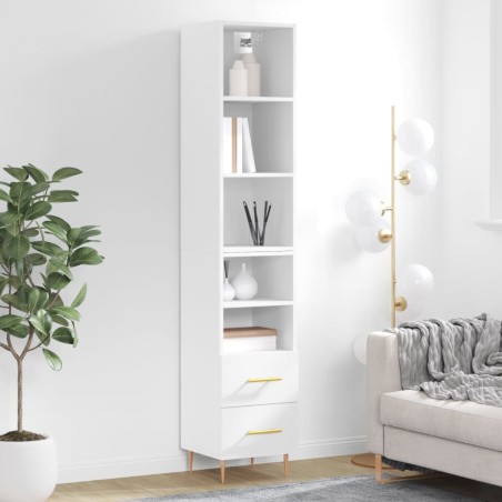 vidaXL Aparador alto madera contrachapada blanco 34,5x34x180 cm