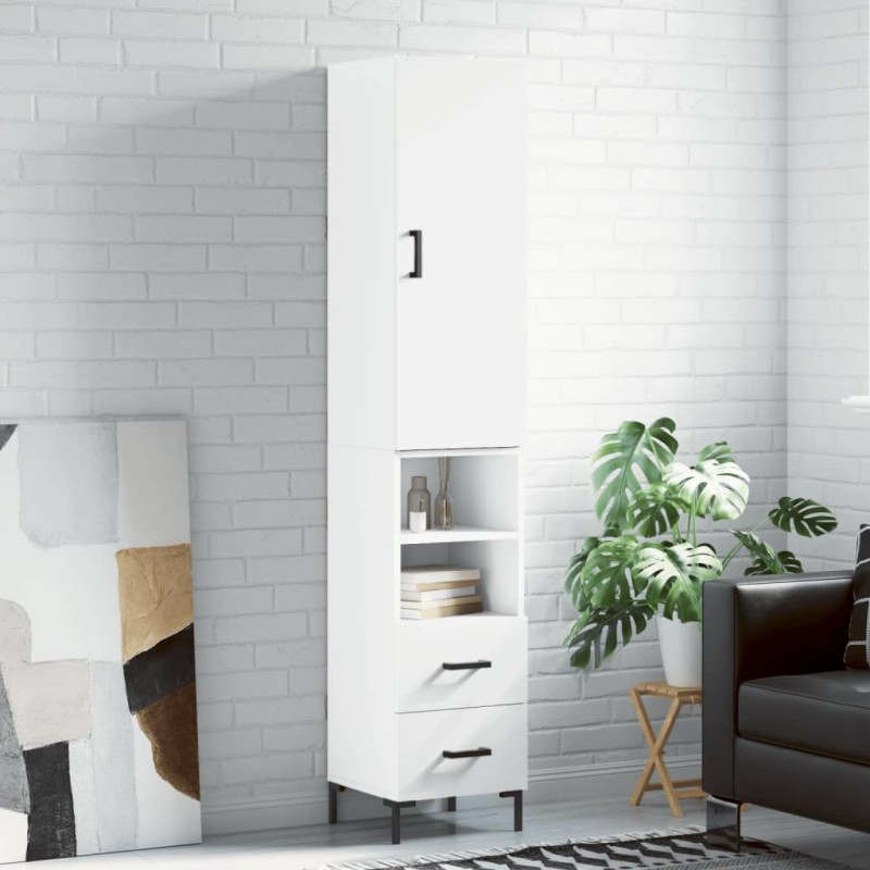 vidaXL Aparador alto madera contrachapada blanco 34,5x34x180 cm vidaXL Aparador alto madera contrachapada blanco 34,5x34x180 cm