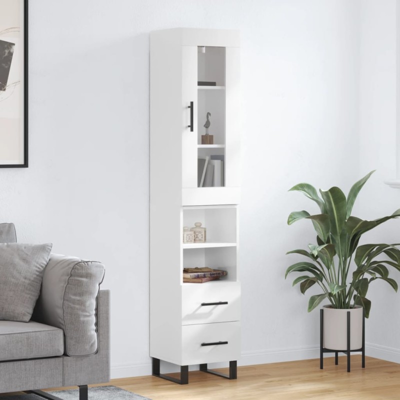 vidaXL Aparador alto madera contrachapada blanco brillo 34,5x34x180 cm vidaXL Aparador alto madera contrachapada blanco brillo 34,5x34x180 cm