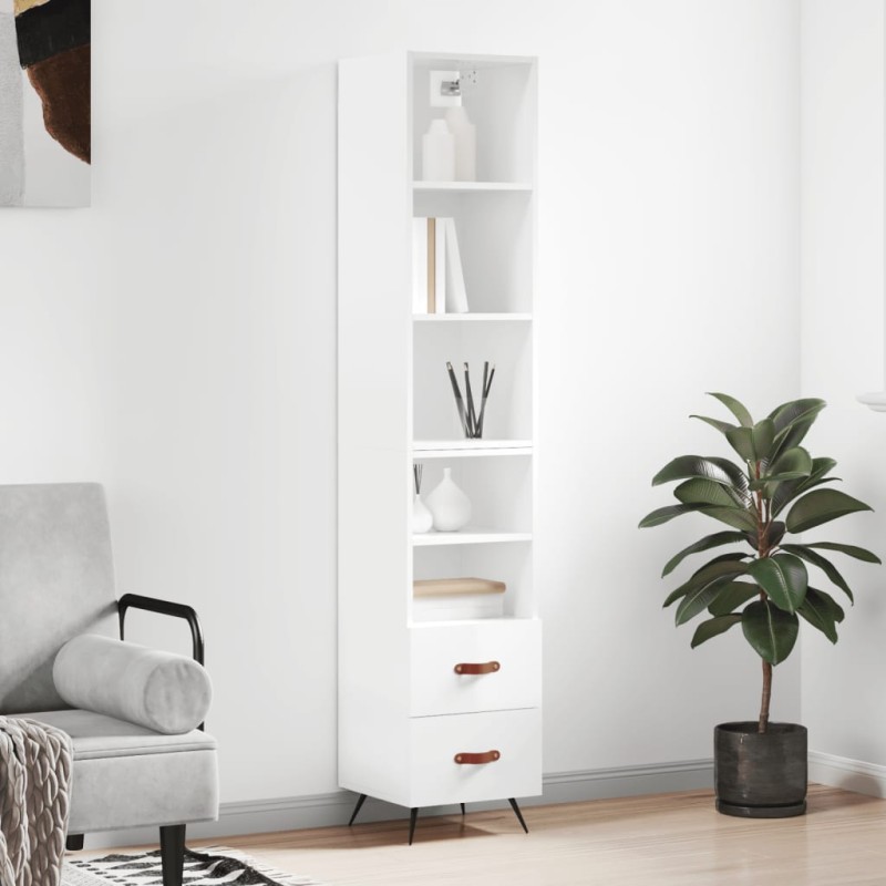 vidaXL Aparador alto madera contrachapada blanco brillo 34,5x34x180 cm vidaXL Aparador alto madera contrachapada blanco brillo 34,5x34x180 cm