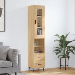 vidaXL Aparador de madera contrachapada roble Sonoma 34,5x34x180 cm