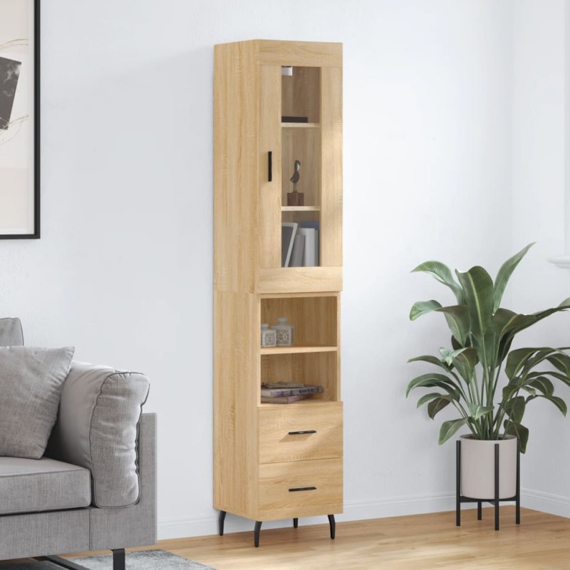 vidaXL Aparador de madera contrachapada roble Sonoma 34,5x34x180 cm vidaXL Aparador de madera contrachapada roble Sonoma 34,5x34x180 cm