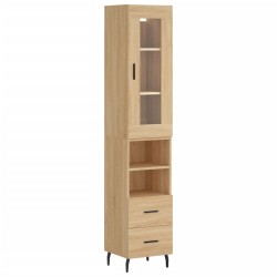 vidaXL Aparador de madera contrachapada roble Sonoma 34,5x34x180 cm