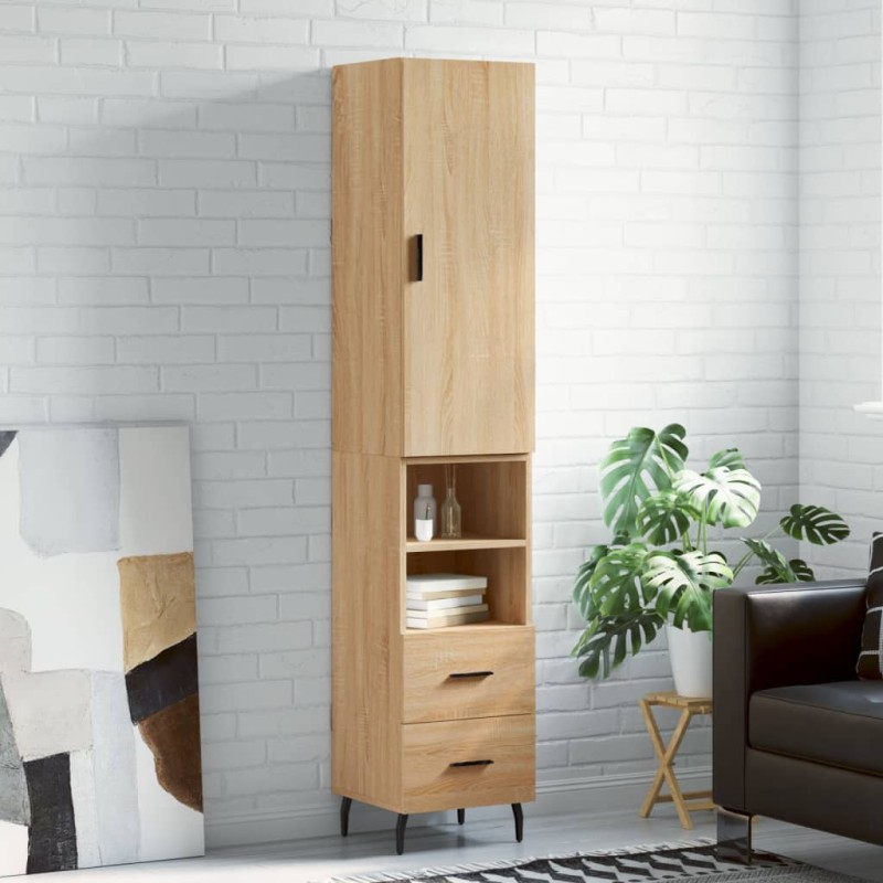 vidaXL Aparador de madera contrachapada roble Sonoma 34,5x34x180 cm vidaXL Aparador de madera contrachapada roble Sonoma 34,5x34x180 cm