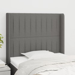 vidaXL Cabecero con orejas de tela gris oscuro 93x16x118/128 cm
