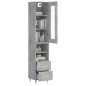 vidaXL Aparador de madera contrachapada gris hormigón 34,5x34x180 cm vidaXL Aparador de madera contrachapada gris hormigón 34,5x34x180 cm