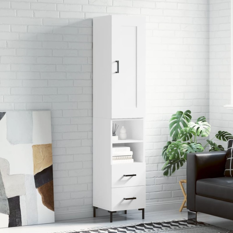 vidaXL Aparador alto madera contrachapada blanco 34,5x34x180 cm vidaXL Aparador alto madera contrachapada blanco 34,5x34x180 cm