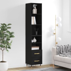vidaXL Aparador de madera contrachapada negro 34,5x34x180 cm