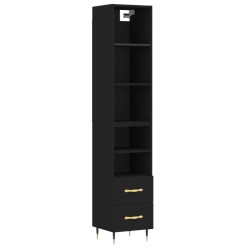 vidaXL Aparador de madera contrachapada negro 34,5x34x180 cm