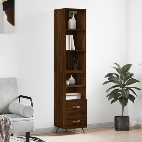 vidaXL Aparador alto madera contrachapada roble marrón 34,5x34x180 cm
