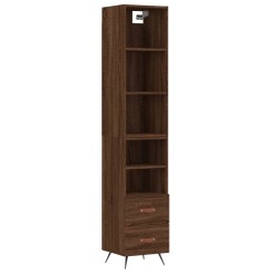 vidaXL Aparador alto madera contrachapada roble marrón 34,5x34x180 cm