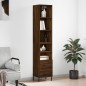 vidaXL Aparador alto madera contrachapada roble marrón 34,5x34x180 cm