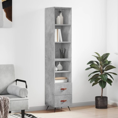 vidaXL Aparador de madera contrachapada gris hormigón 34,5x34x180 cm