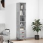 vidaXL Aparador de madera contrachapada gris hormigón 34,5x34x180 cm