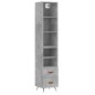 vidaXL Aparador de madera contrachapada gris hormigón 34,5x34x180 cm