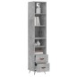 vidaXL Aparador de madera contrachapada gris hormigón 34,5x34x180 cm