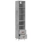 vidaXL Aparador de madera contrachapada gris hormigón 34,5x34x180 cm