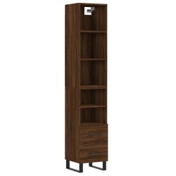 vidaXL Aparador alto madera contrachapada roble marrón 34,5x34x180 cm