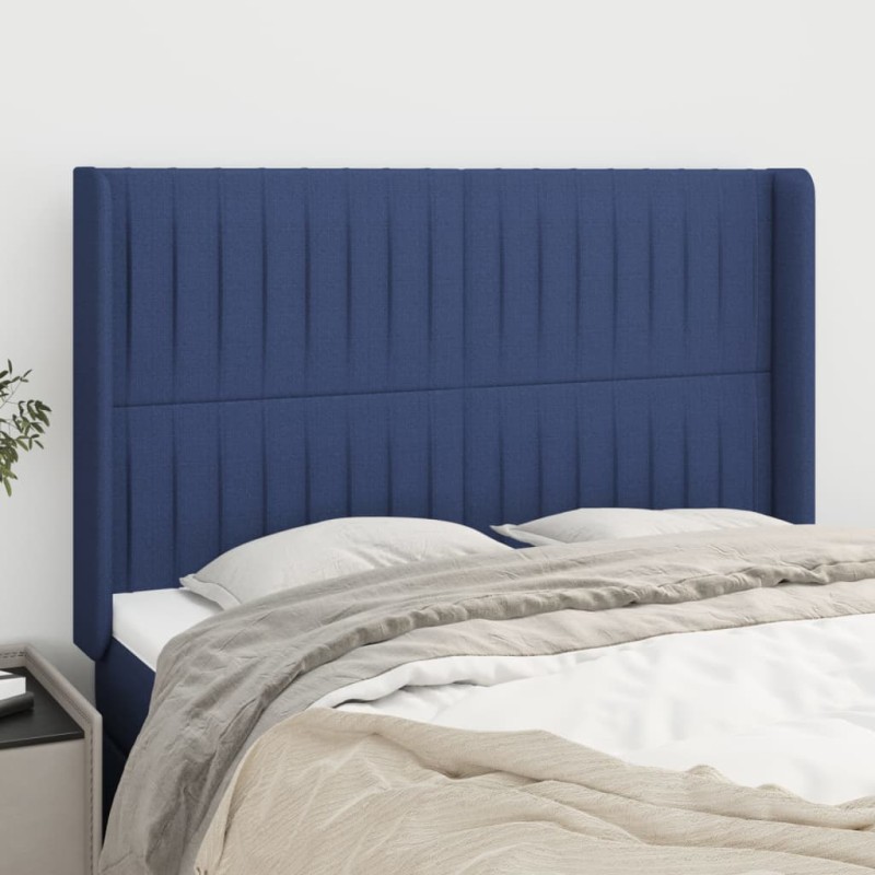 vidaXL Cabecero con orejas de tela azul 147x16x118/128 cm vidaXL Cabecero con orejas de tela azul 147x16x118/128 cm