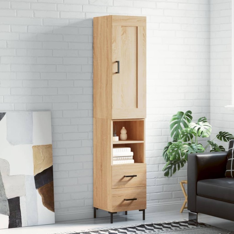 vidaXL Aparador de madera contrachapada roble Sonoma 34,5x34x180 cm