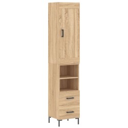 vidaXL Aparador de madera contrachapada roble Sonoma 34,5x34x180 cm