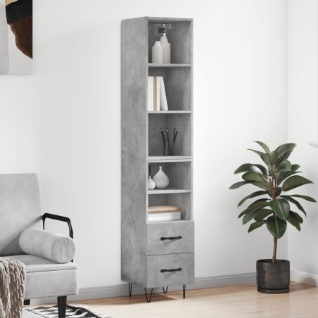 vidaXL Aparador de madera contrachapada gris hormigón 34,5x34x180 cm