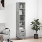 vidaXL Aparador de madera contrachapada gris hormigón 34,5x34x180 cm
