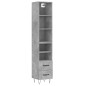 vidaXL Aparador de madera contrachapada gris hormigón 34,5x34x180 cm