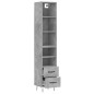 vidaXL Aparador de madera contrachapada gris hormigón 34,5x34x180 cm