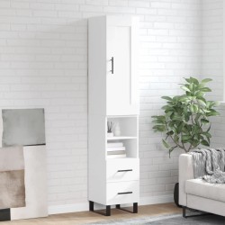 vidaXL Aparador alto madera contrachapada blanco brillo 34,5x34x180 cm