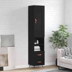 vidaXL Aparador de madera contrachapada negro 34,5x34x180 cm