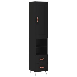 vidaXL Aparador de madera contrachapada negro 34,5x34x180 cm
