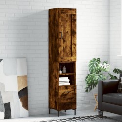 vidaXL Aparador de madera contrachapada roble ahumado 34,5x34x180 cm