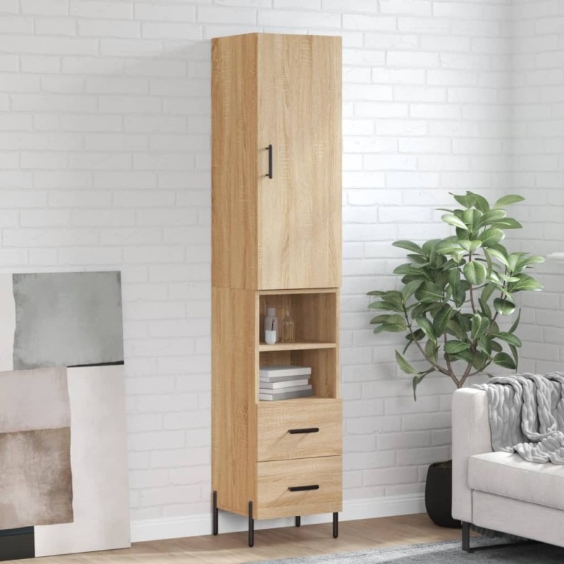 vidaXL Aparador de madera contrachapada roble Sonoma 34,5x34x180 cm vidaXL Aparador de madera contrachapada roble Sonoma 34,5x34x180 cm