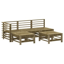 vidaXL Juego de sofás de jardín 5 piezas madera de pino impregnada