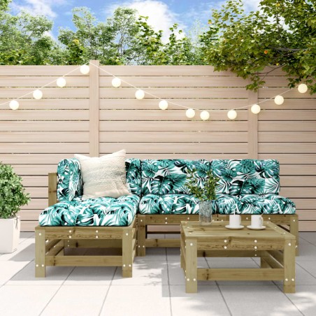 vidaXL Juego de sofás de jardín 5 piezas madera de pino impregnada