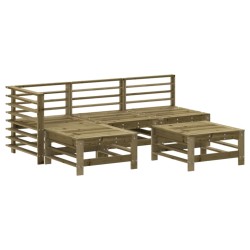 vidaXL Juego de sofás de jardín 5 piezas madera de pino impregnada