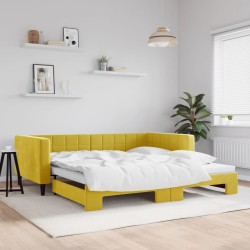 vidaXL Sofá cama nido terciopelo amarillo 100x200 cm
