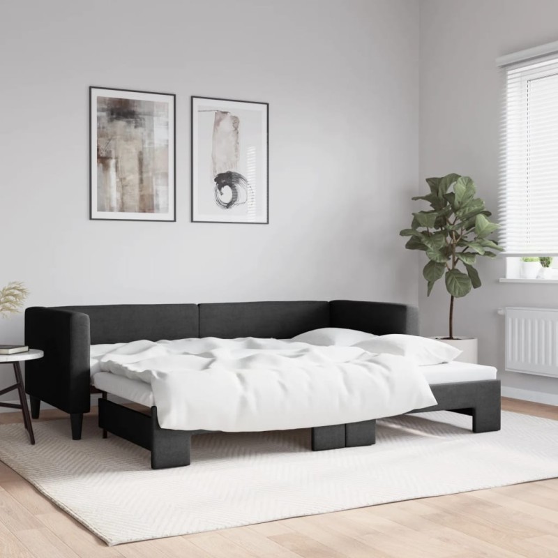 vidaXL Sofá cama nido tela negro 80x200 cm vidaXL Sofá cama nido tela negro 80x200 cm