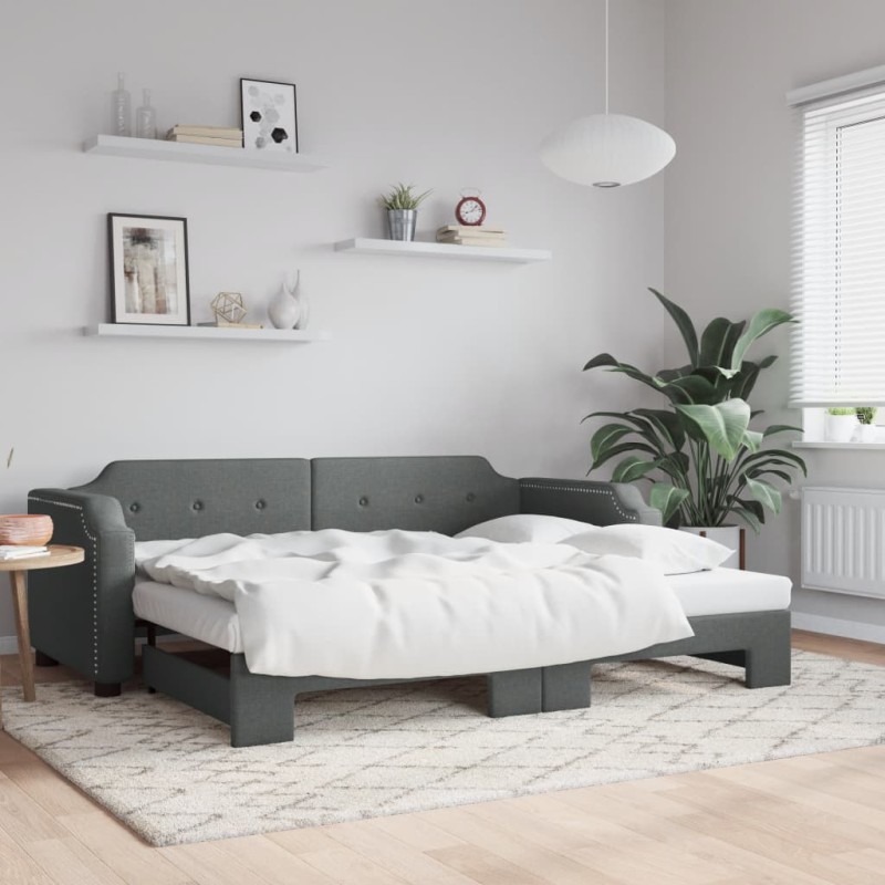 vidaXL Sofá cama nido tela gris oscuro 90x200 cm vidaXL Sofá cama nido tela gris oscuro 90x200 cm