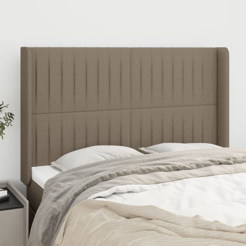 vidaXL Cabecero con orejas de tela gris taupe 147x16x118/128 cm vidaXL Cabecero con orejas de tela gris taupe 147x16x118/128 cm
