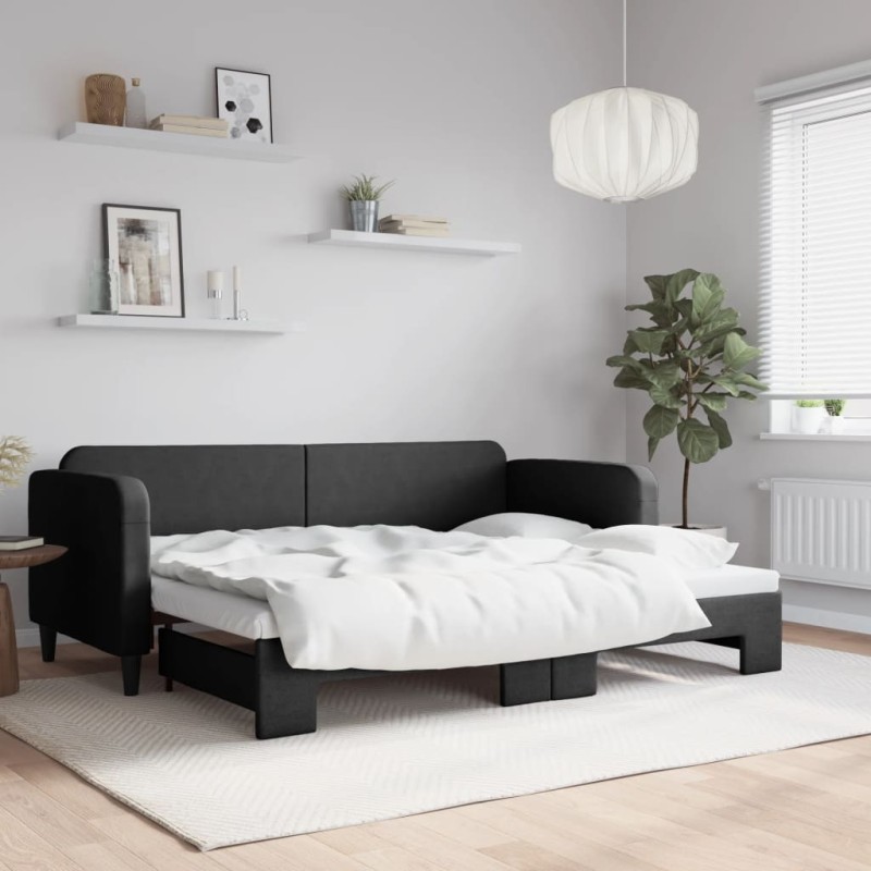 vidaXL Sofá cama nido tela negro 80x200 cm vidaXL Sofá cama nido tela negro 80x200 cm