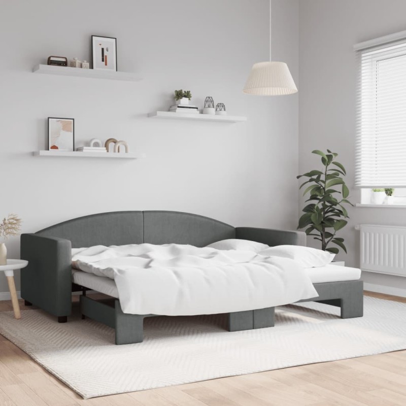 vidaXL Sofá cama nido tela gris oscuro 90x190 cm vidaXL Sofá cama nido tela gris oscuro 90x190 cm
