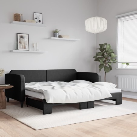 vidaXL Sofá cama nido tela negro 90x200 cm