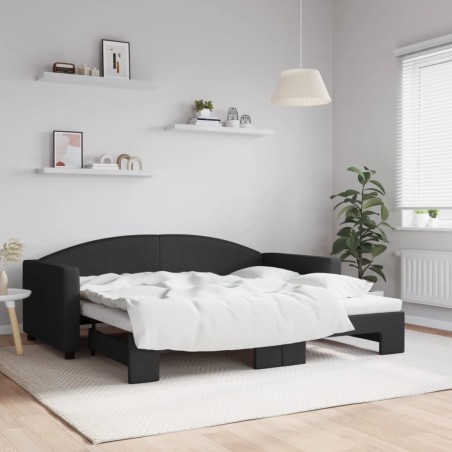 vidaXL Sofá cama nido tela negro 90x190 cm