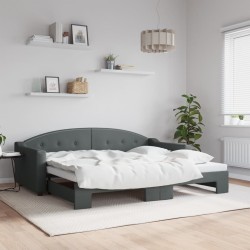 vidaXL Sofá cama nido tela gris oscuro 90x200 cm